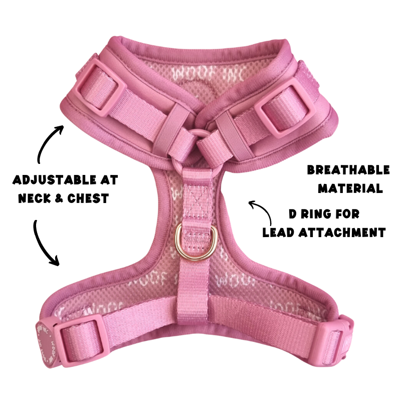 Dusty Pink Adjustable Dog Harness