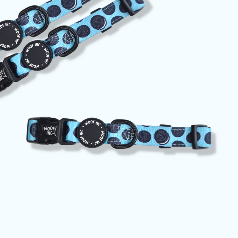Blue Cookie Dog Collar and Lead Set