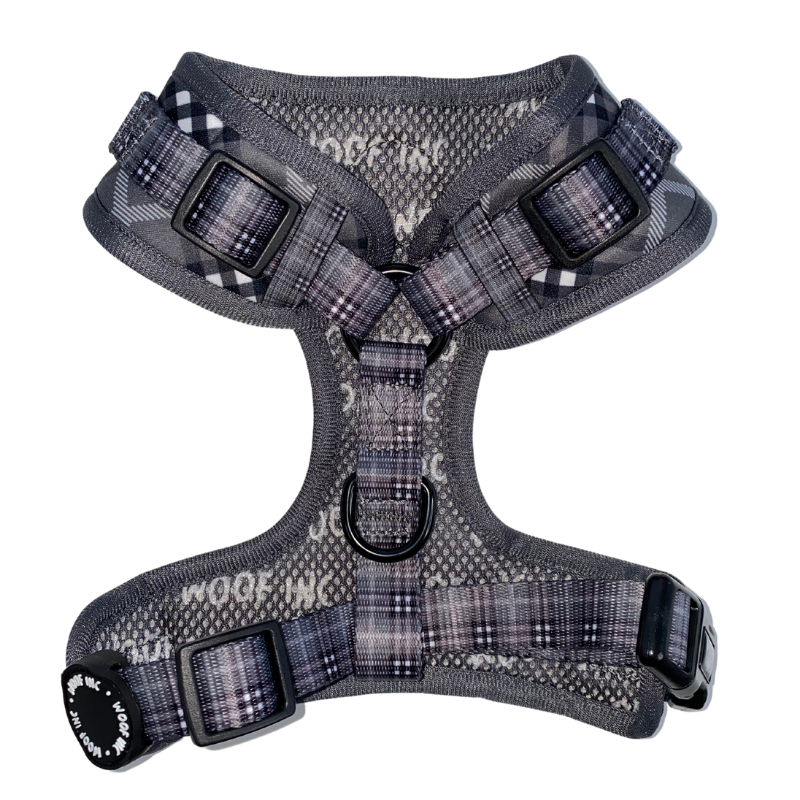 SECONDS Black Tartan Adjustable Dog Harness