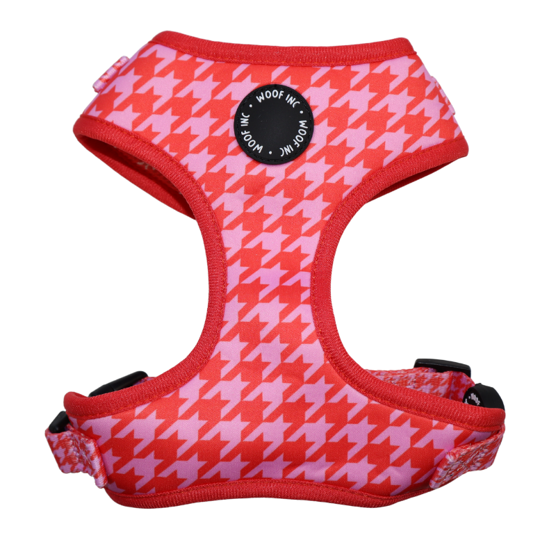 Red Pink Houndstooth Harness WOOF INC
