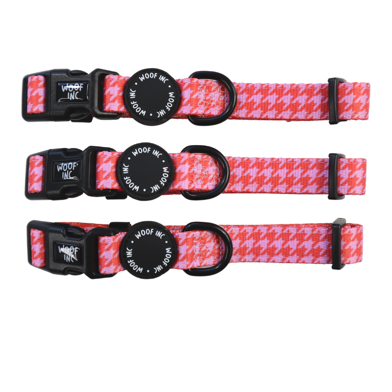 Red / Pink Houndstooth Collar