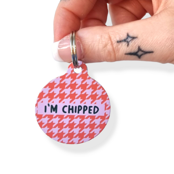 Red / Pink Houndstooth ID Tag